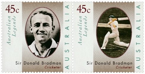 Australia 1997 Australian Legends Don Bradman 45c stamp pair