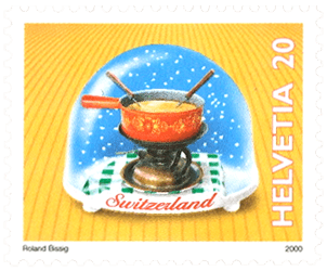 Switzerland 2000 souvenirs snowglobes CHF 0.20 fondue